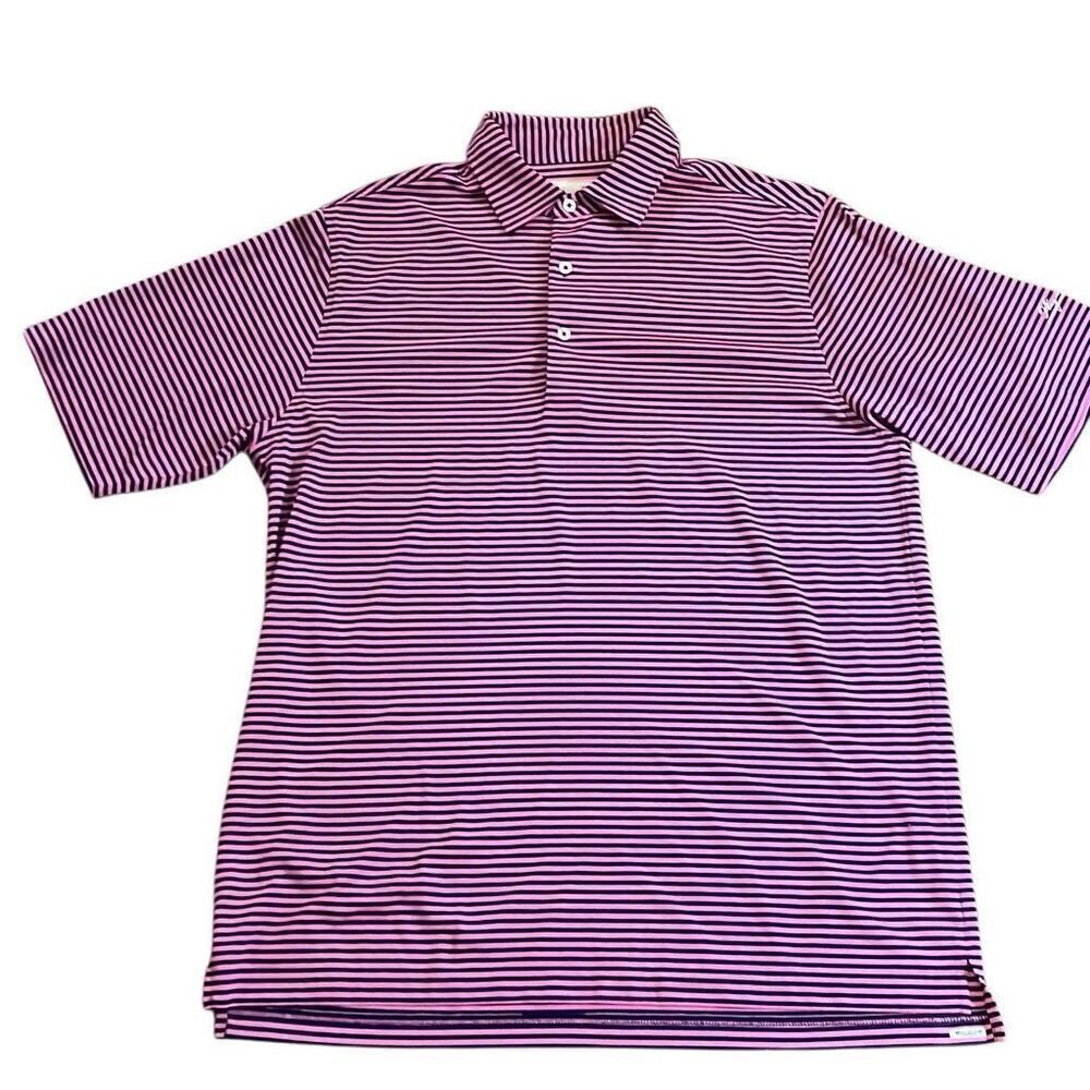 Donald Ross men’s golf shirt, size medium pink and navy striped